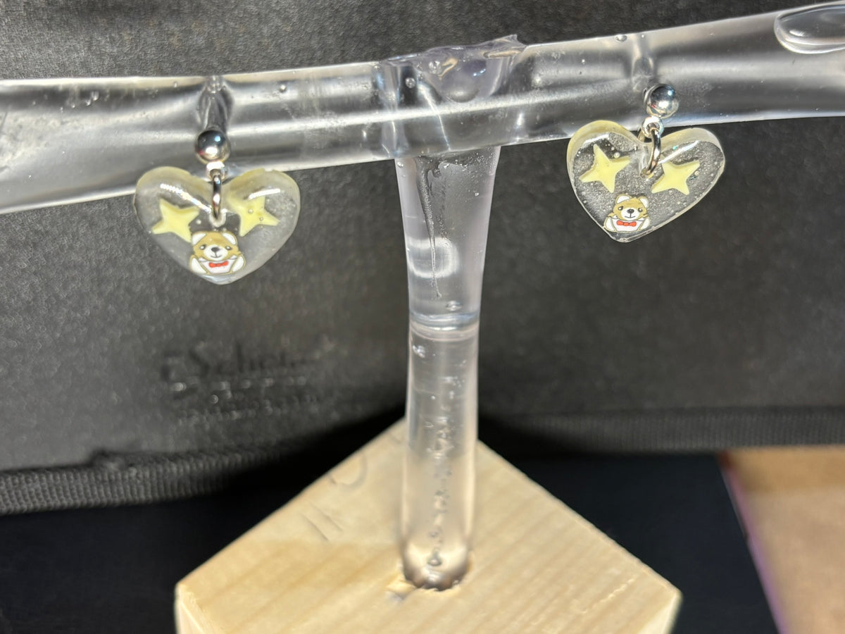 Teddy Bear Ball Stud UV Resin Earrings