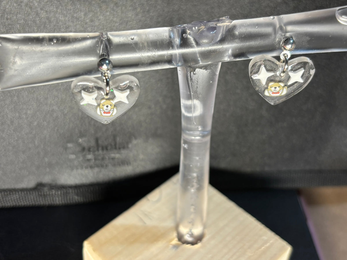 Teddy Bear Ball Stud UV Resin Earrings