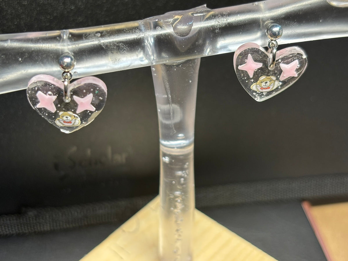 Teddy Bear Ball Stud UV Resin Earrings