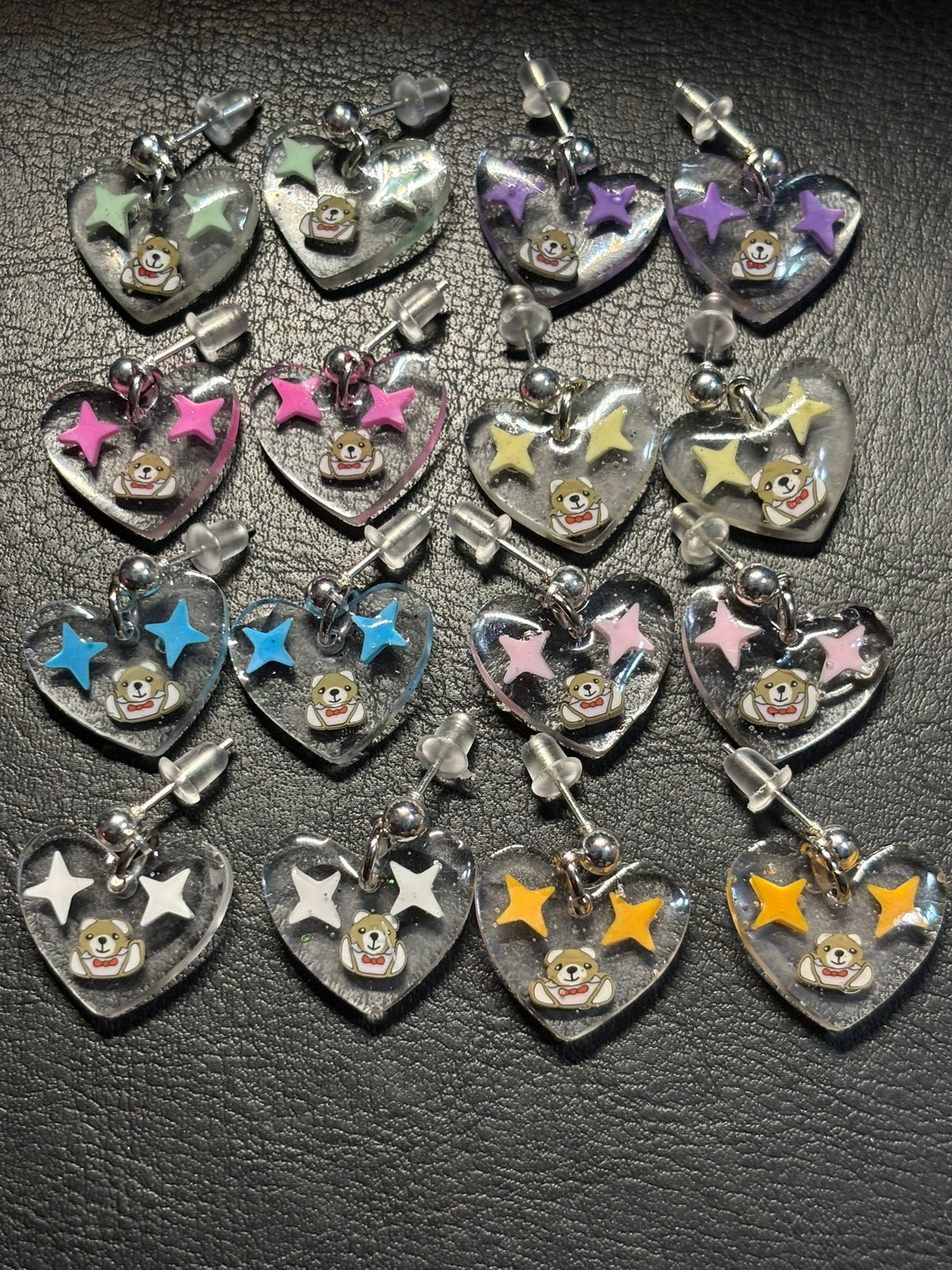 Teddy Bear Ball Stud UV Resin Earrings
