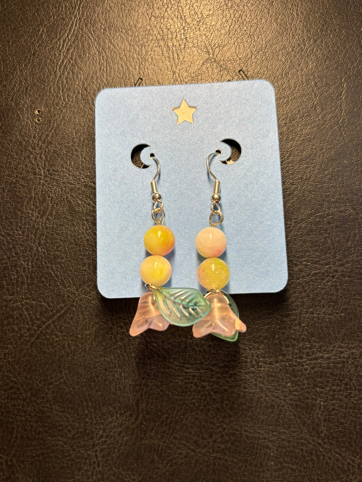 Pink Leaf Two Earrings